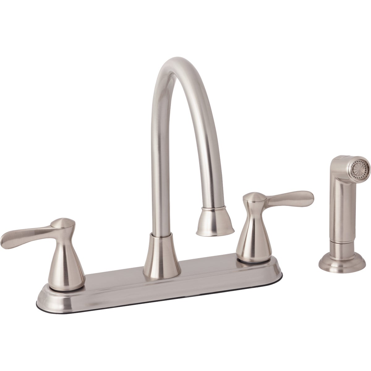 Home Impressions 2-Handle Traditional Lever Kitchen Faucet Side Spray, Brushed Nickel Image 1