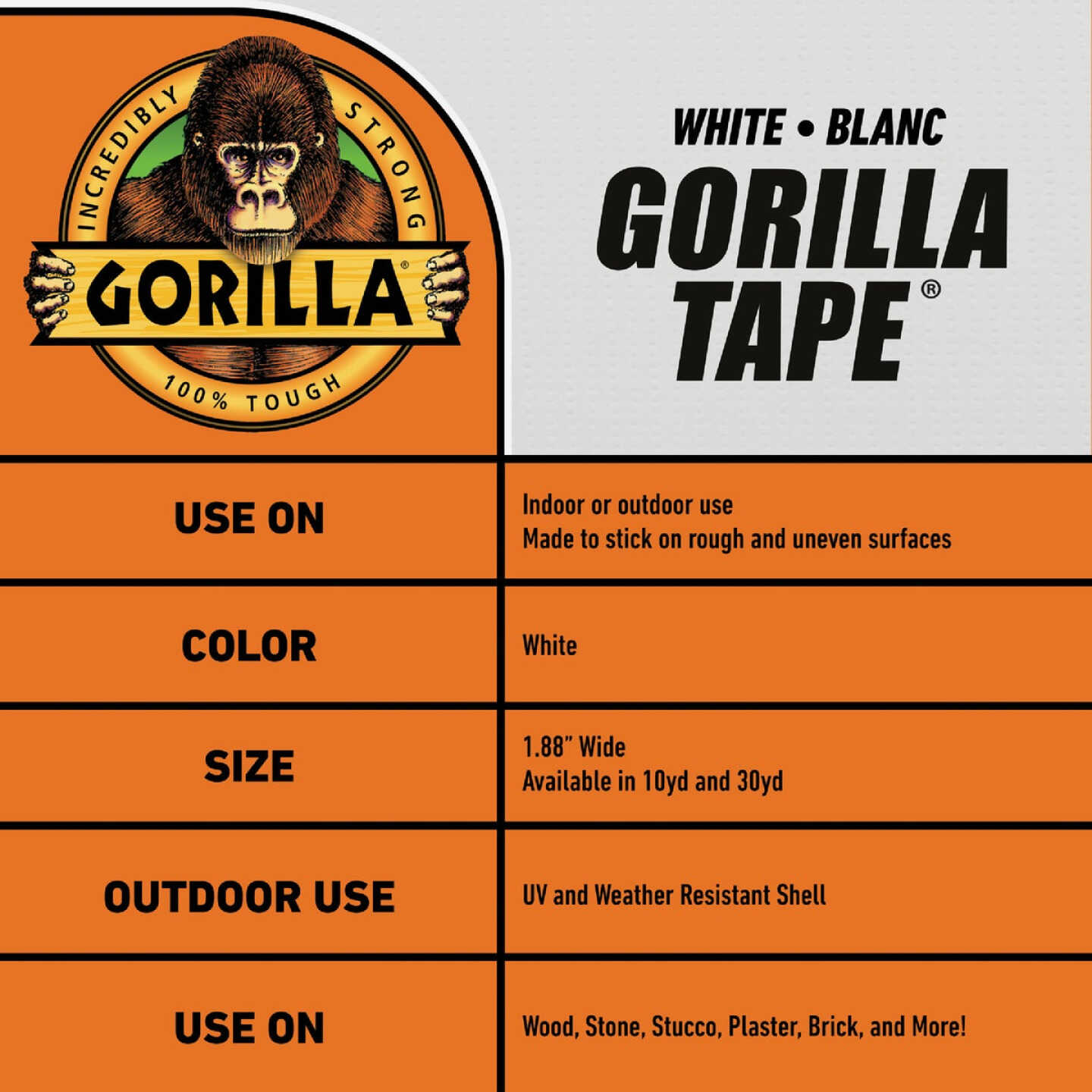Gorilla 1.88 In. x 10 Yd. Heavy-Duty Duct Tape, White Image 2