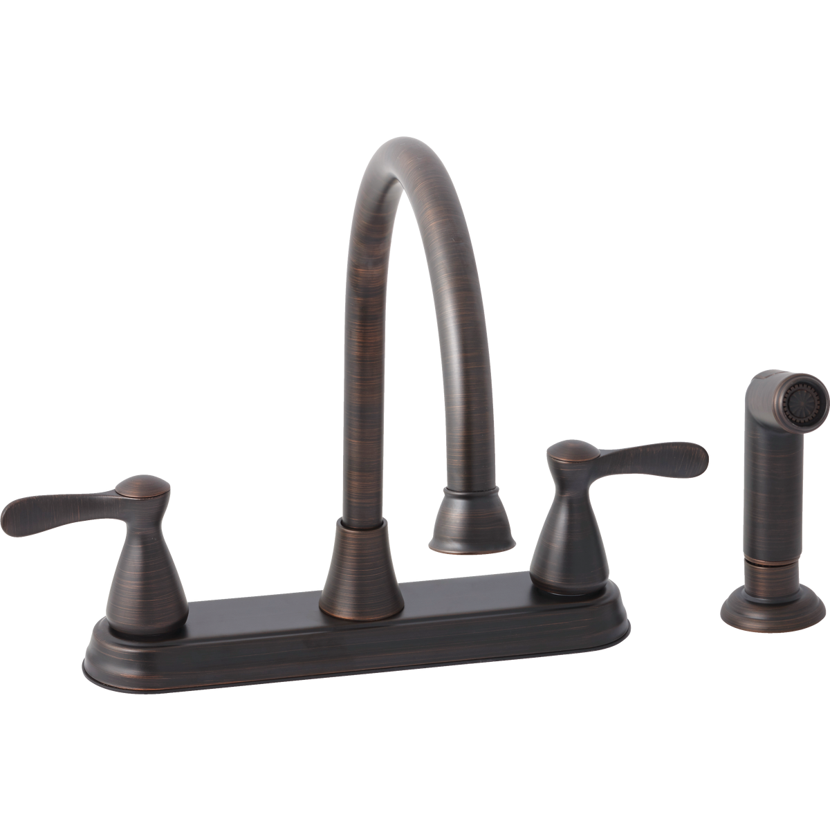 Home Impressions 2-Handle Traditional Lever Kitchen Faucet with Side Spray, Oil-Rubbed Bronze Image 1