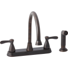 Home Impressions 2-Handle Traditional Lever Kitchen Faucet with Side Spray, Oil-Rubbed Bronze Image 1