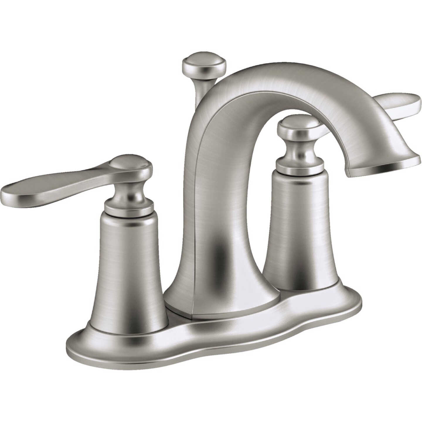 Kohler Linwood Brushed Nickel 2-Handle Lever 4 In. Centerset Bathroom Faucet with Pop-Up Image 1
