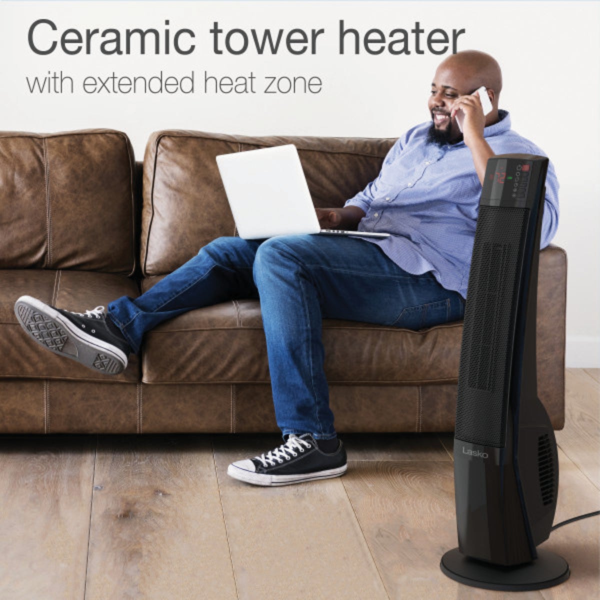 Lasko 1500W Ceramic Tower Heater with Remote Control Image 2