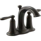 Kohler Linwood Oil-Rubbed Bronze 2-Handle Lever 4 In. Centerset Bathroom Faucet with Pop-Up Image 1