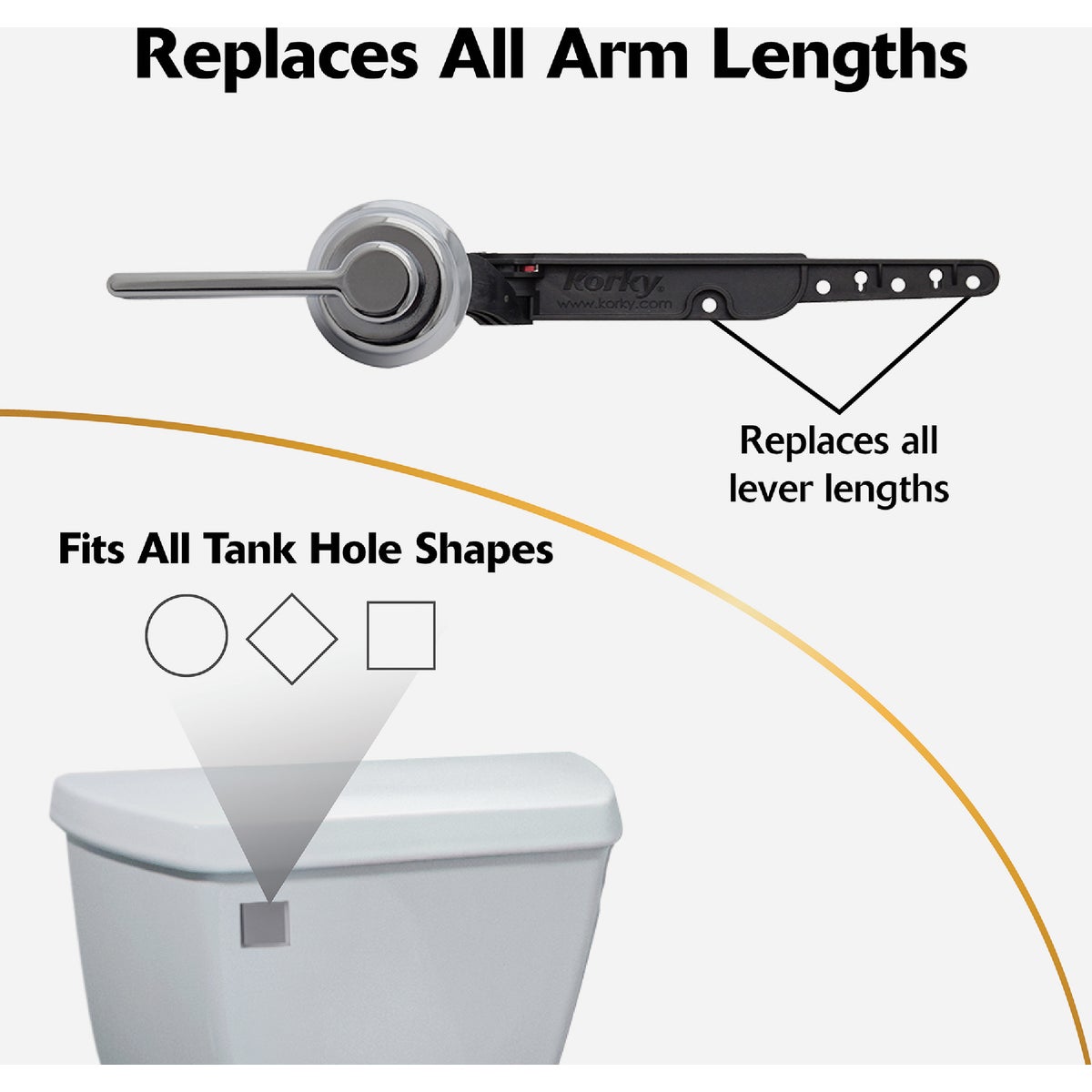 Korky StrongARM Universal Chrome Tank Lever with Classic Style Handle Image 2