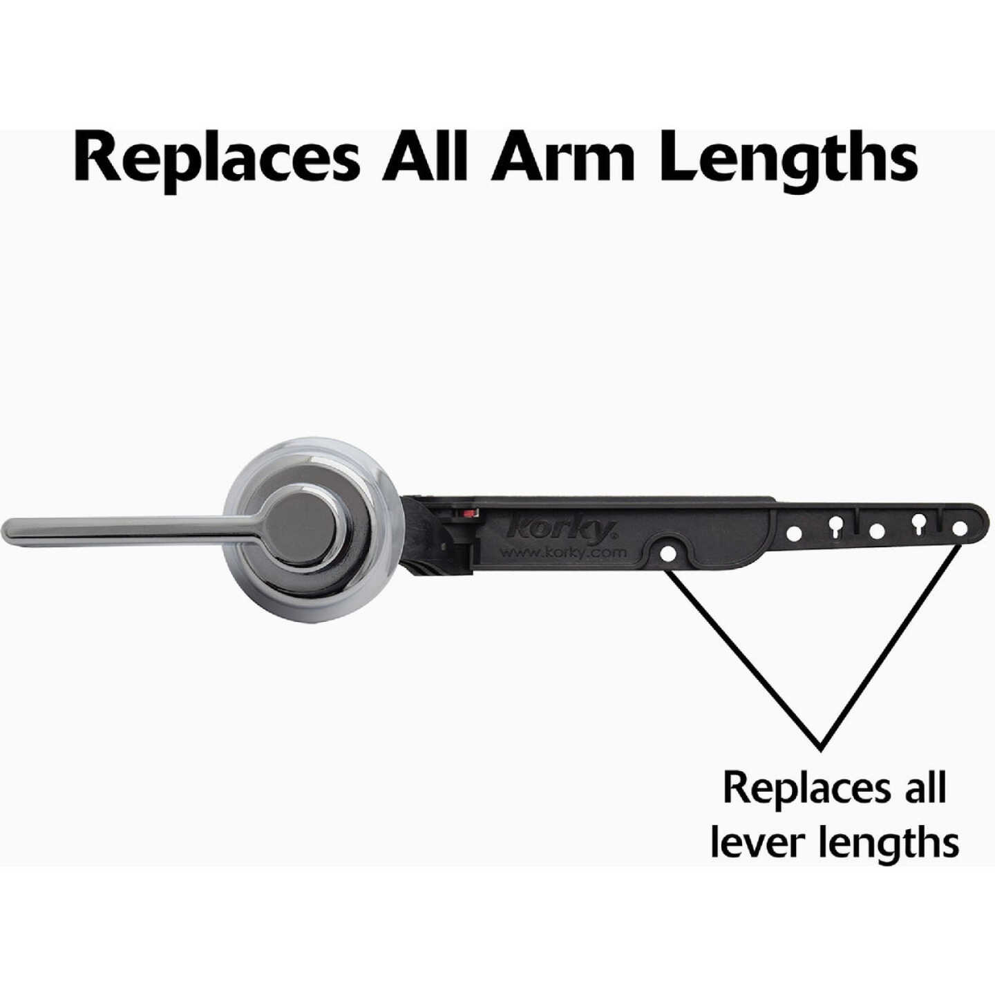 Korky StrongARM Universal Chrome Tank Lever with Classic Style Handle Image 4