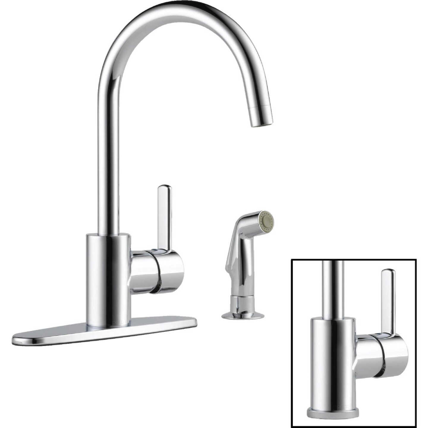 Peerless Apex 1-Handle Lever Kitchen Faucet with Side Spray, Chrome Image 1