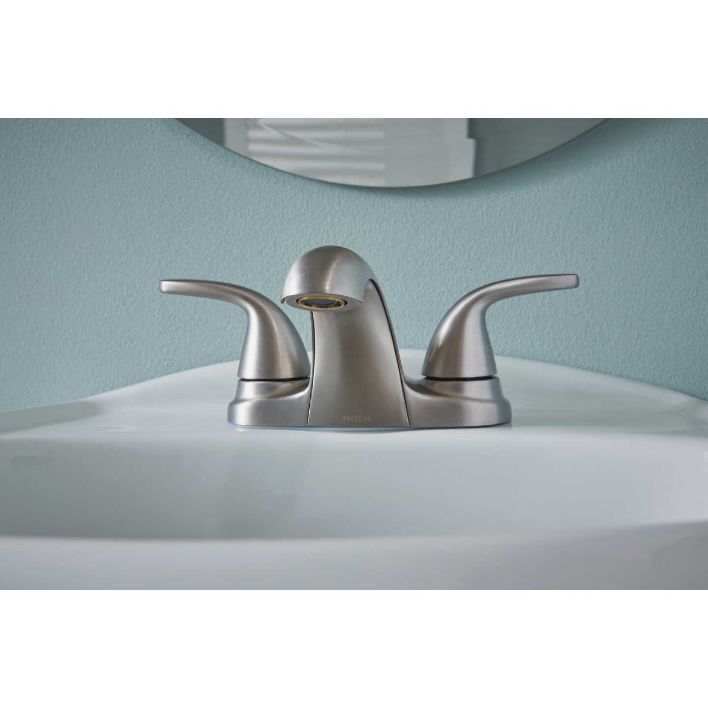 Moen Adler 2-Handle Lever Centerset Bathroom Faucet with Pop-Up, Spot Resist Brushed Nickel Image 4