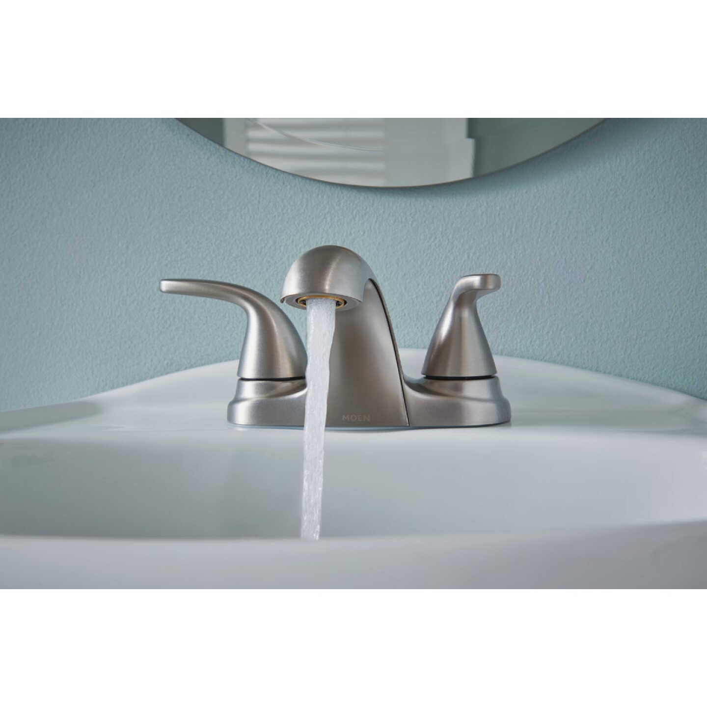 Moen Adler 2-Handle Lever Centerset Bathroom Faucet with Pop-Up, Spot Resist Brushed Nickel Image 5