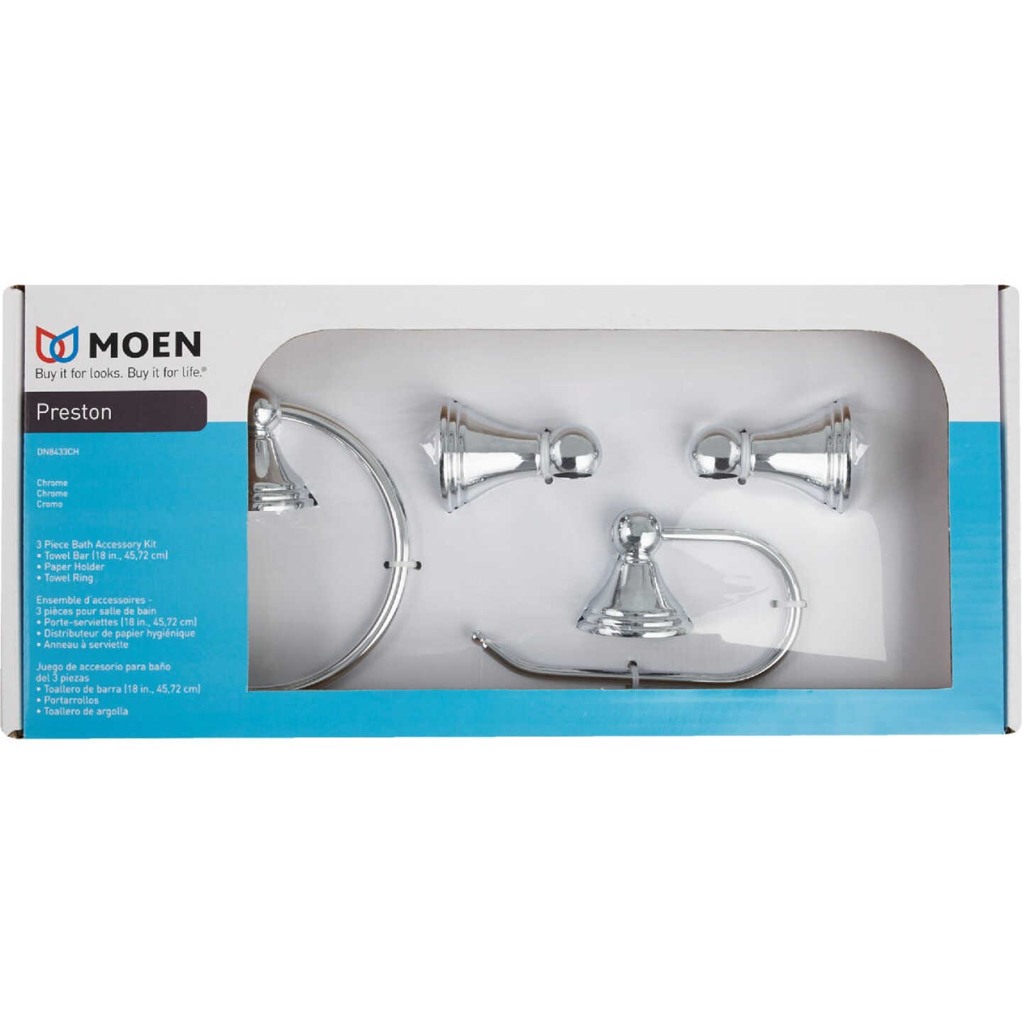 Moen Preston Collection 3-Piece Bath Hardware Set, Chrome Image 2