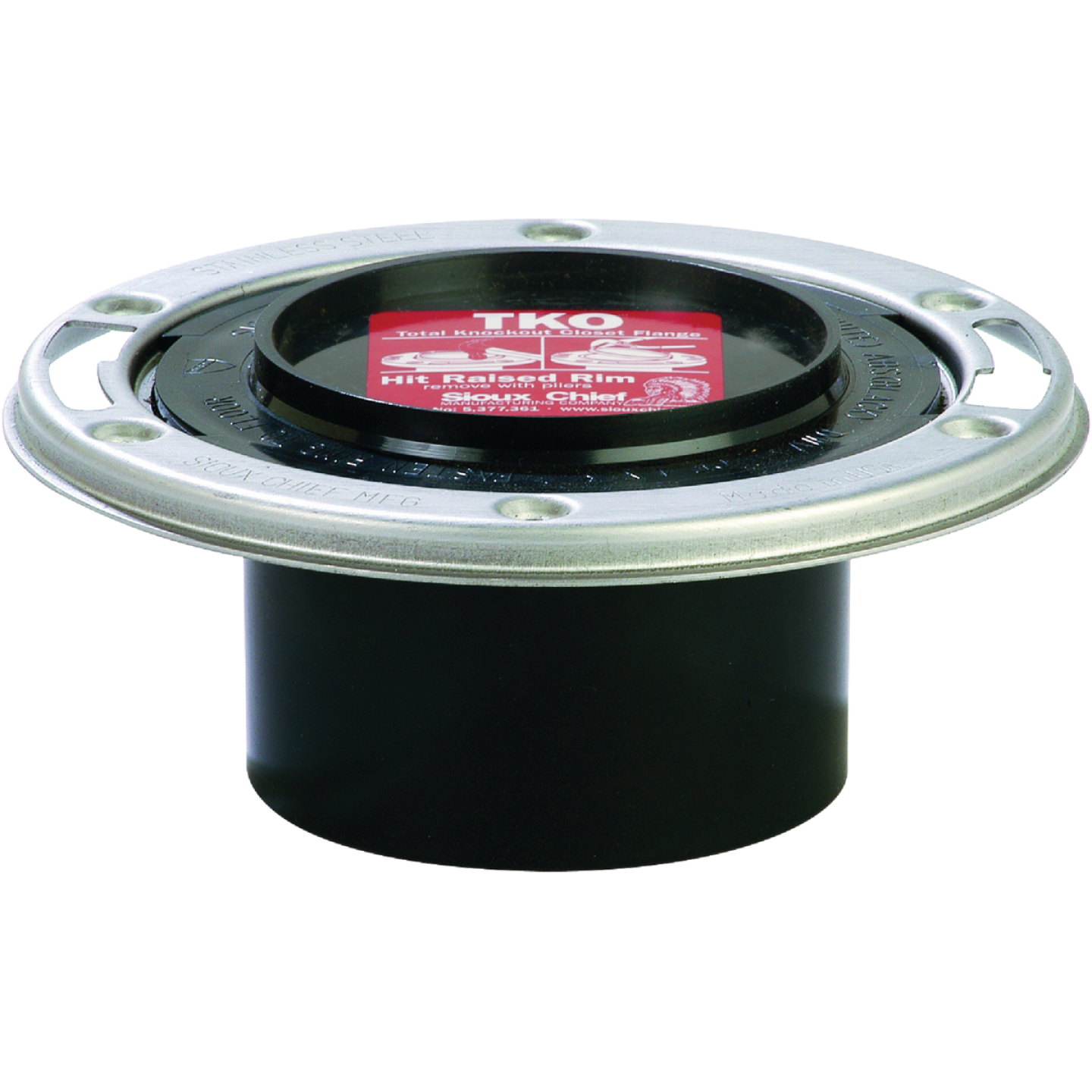 Sioux Chief Total Knockout 3 In. Hub/Inside 4 In. ABS Toilet Flange Flange w/SS Swivel Ring Image 1