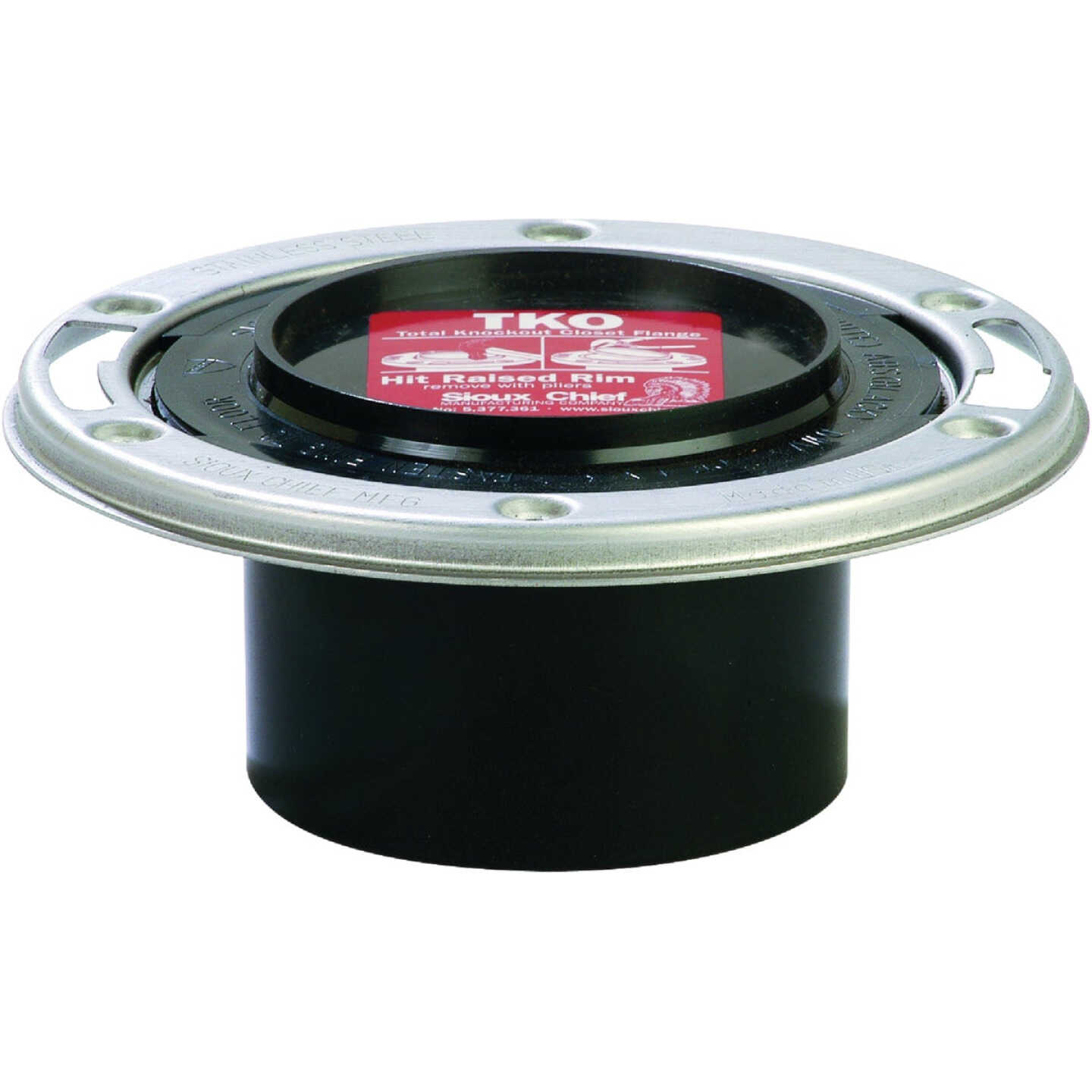 Sioux Chief Total Knockout 3 In. Hub/Inside 4 In. ABS Toilet Flange Flange with SS Swivel Ring Image 1