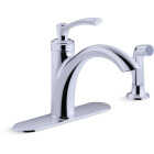 Kohler Linwood 1-Handle Lever Kitchen Faucet with Side Spray, Chrome Image 1