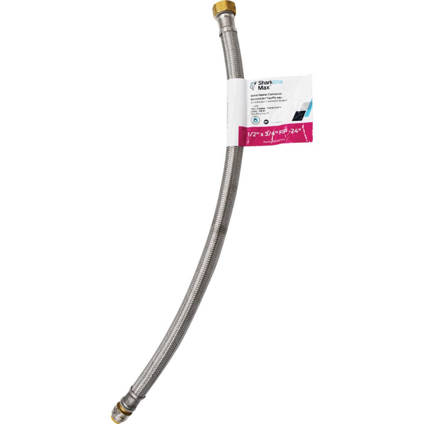 SharkBite 1/2 In. X 3/4 In. FIP X 24 In. L Braided Flexible Water Heater Connector Image 6