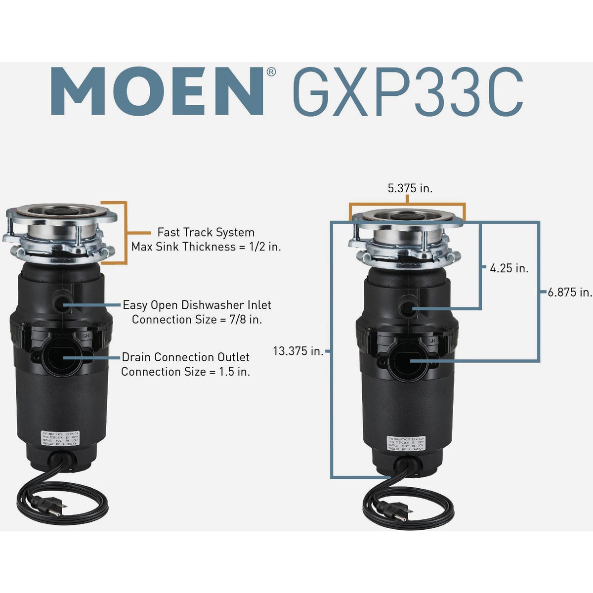 Moen Lite Series 1/3 HP Garbage Disposal Image 3