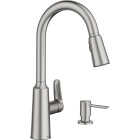 Moen Edwyn 1-Handle Pull-Down Kitchen Faucet with Soap Dispenser, Spot Resist Stainless Steel Image 1