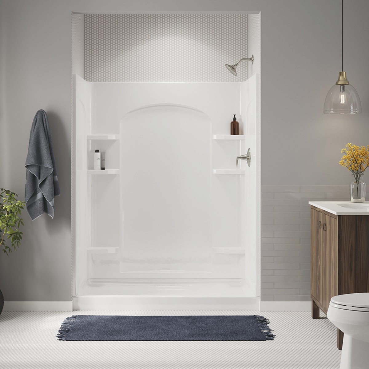 Sterling Ensemble Curve 34 In. W x 72-1/2 In. H 2-Piece Shower End Wall Set in White Image 2