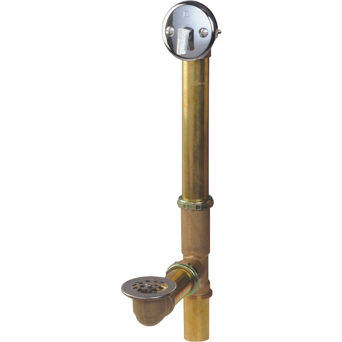 Keeney Rough Brass Trip Lever Bath Drain with Polished Chrome Trim Image 5