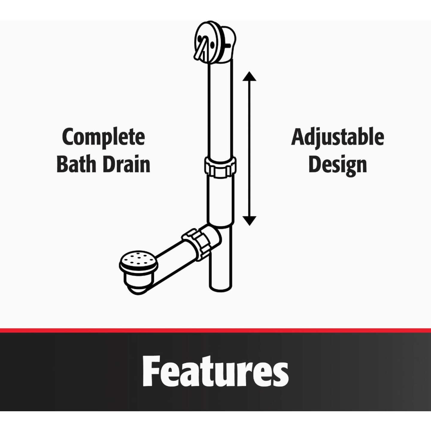 Keeney Rough Brass Trip Lever Bath Drain with Polished Chrome Trim Image 3