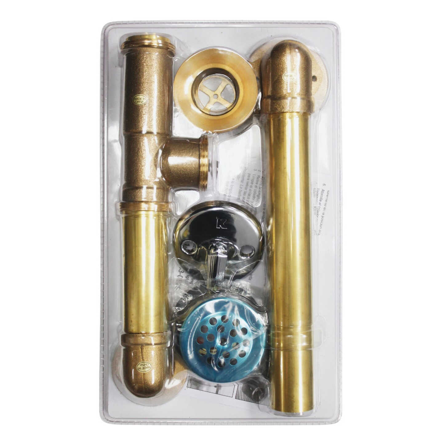 Keeney Rough Brass Trip Lever Bath Drain with Polished Chrome Trim Image 4