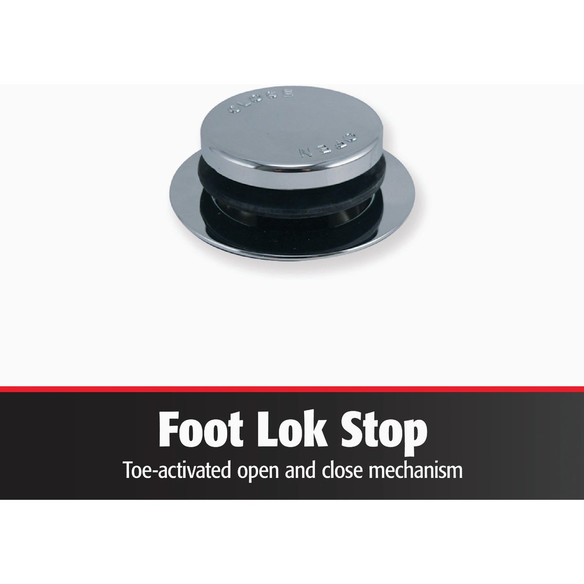 Keeney Foot Lok Stop Plastic Bath Drain with Polished Chrome Trim Image 5