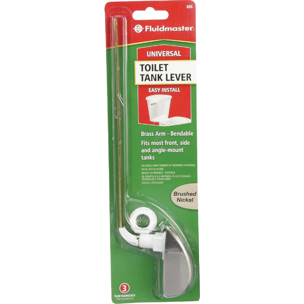 Fluidmaster Sure-Fit Brushed Nickel Tank Lever with Metal Arm Image 4