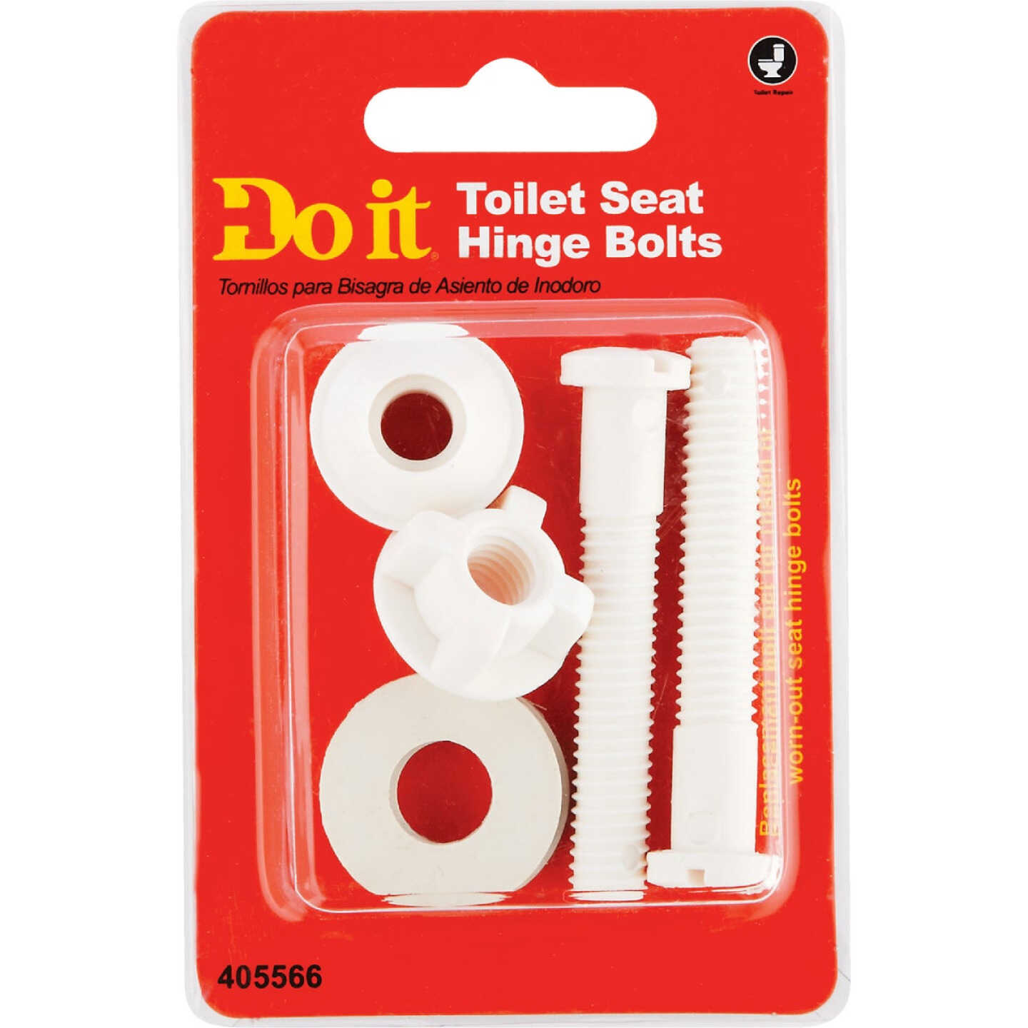Do it 2-1/2" x 3/8" White Non-Rusting Plastic Toilet Seat Hinge Bolt Image 2