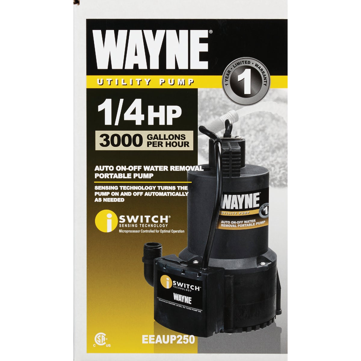 Wayne 1/4 HP Submersible Energy Efficient Automatic Sensor Utility Pump Image 2