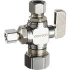 dahl 5/8 In. OD Comp (1/2 In. Nom.) x 3/8 In. OD Comp x 1/4 In. OD Comp Straight Plated Dual Outlet Supply Stop Image 1