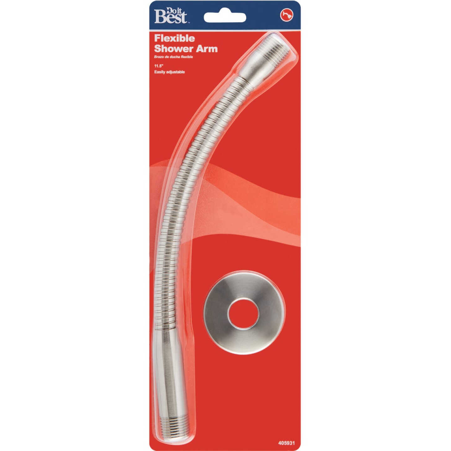 Do it Best 11-1/2 In. Brushed Nickel Flexible Shower Arm with Flange Image 2
