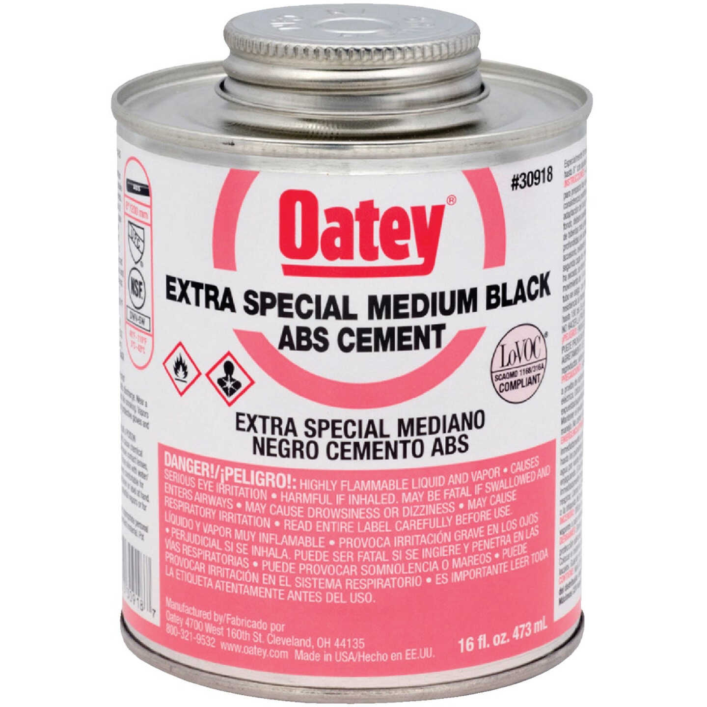 Oatey 16 Oz. Medium Bodied Black Extra Special ABS Cement Image 1