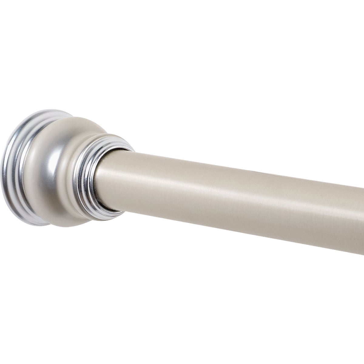 Zenith Zenna Home Straight 72 In. Adjustable Tension Finial Shower Rod in Satin Nickel