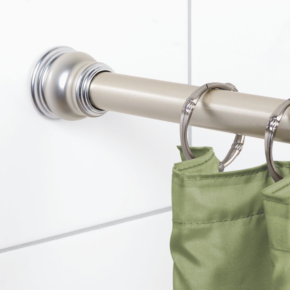 Zenith Zenna Home Straight 72 In. Adjustable Tension Finial Shower Rod in Satin Nickel Image 2