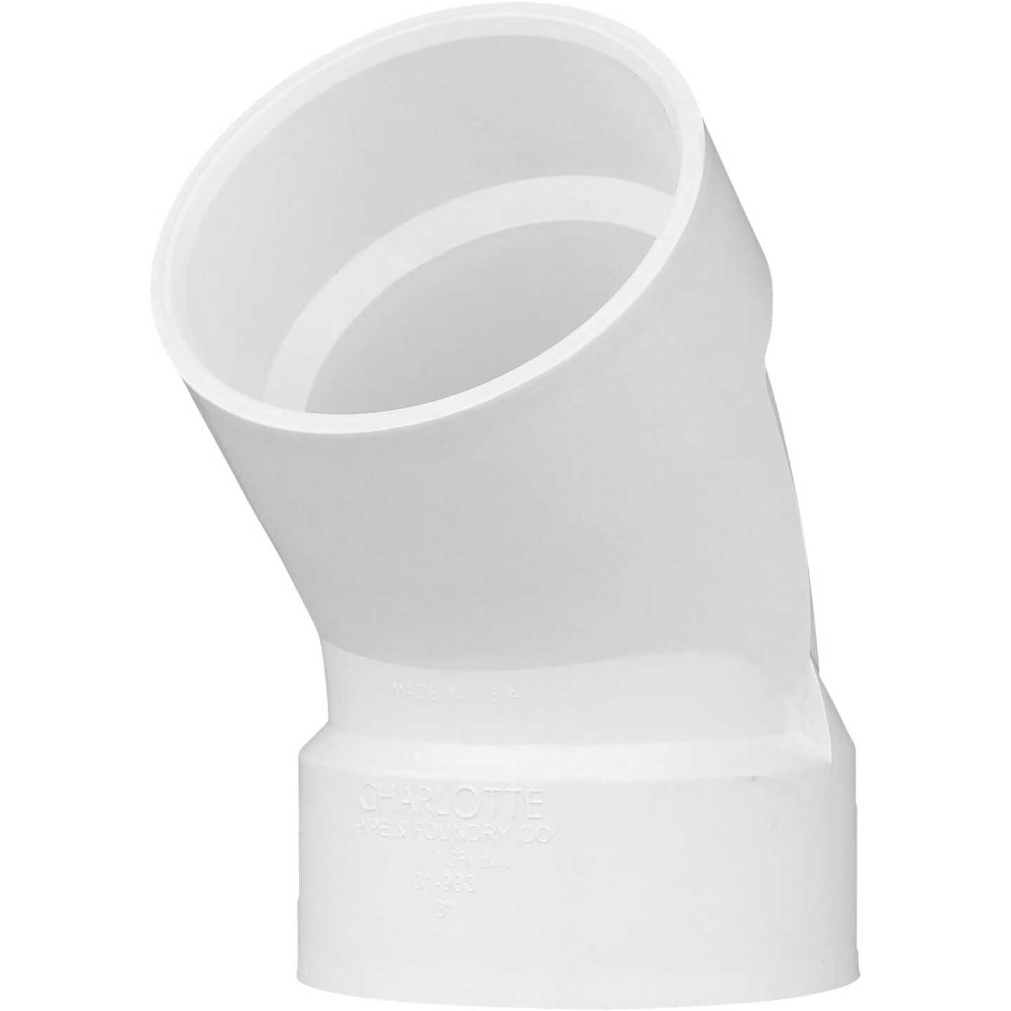 Charlotte Pipe 3 In. Schedule 40 45 Deg. Short Radius DWV PVC Elbow (1/8 Bend) Image 1