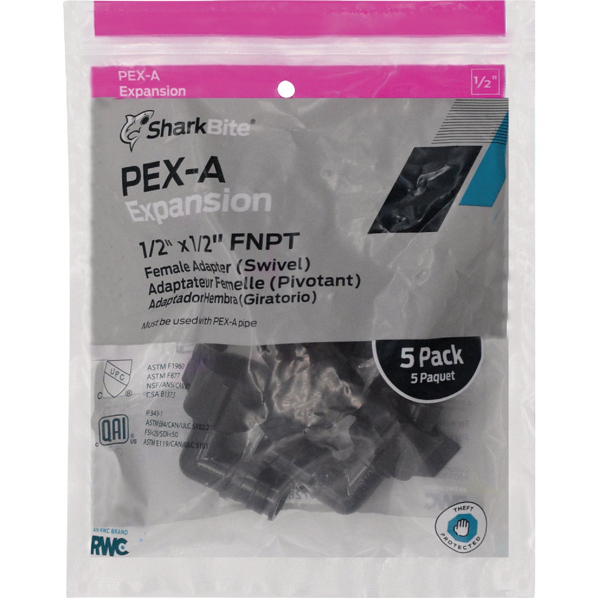 SharkBite 1/2 In. 90 Deg. Poly PEX-A Swivel Elbow (1/4 Bend) (5-Pack) Image 2