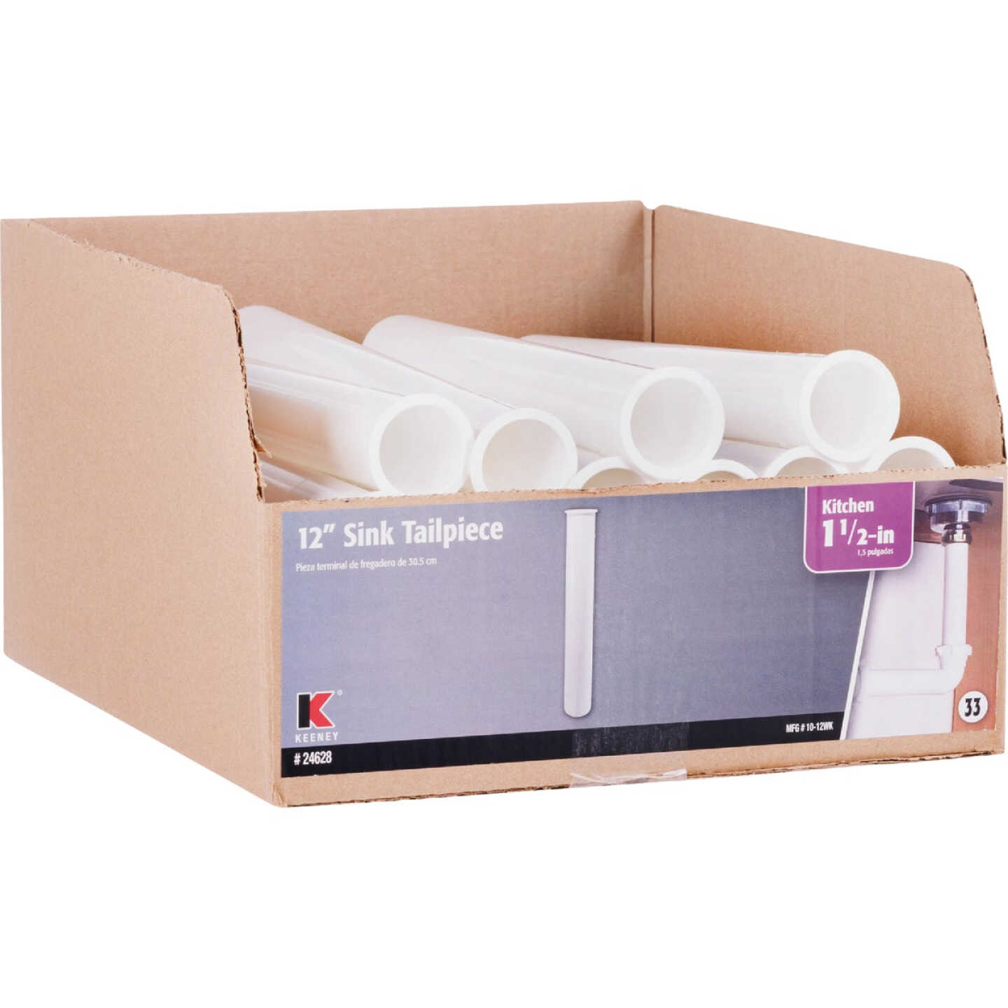 Keeney 1-1/2 In. x 12 In. White Plastic Flanged Sink Tailpiece Image 4