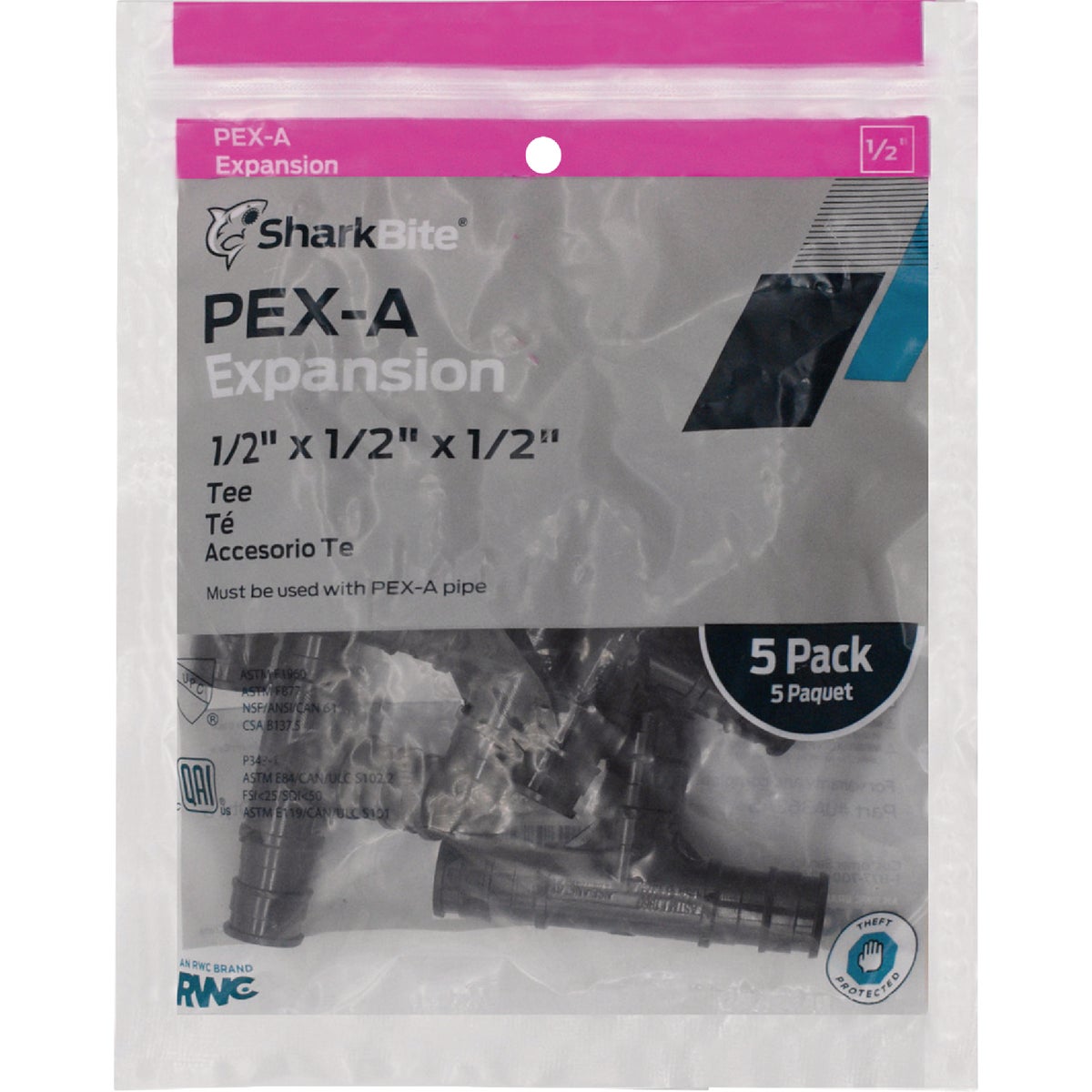 SharkBite 1/2 In. x 1/2 In. x 1/2 In. Poly PEX-A Tee (5-Pack) Image 2
