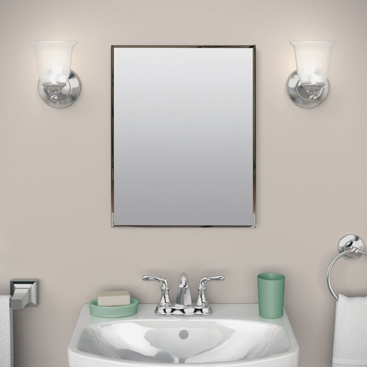 Zenith Stainless Steel 16.13 in W x 20.13 in H x 3.25 in D Single Mirror Surface/Recess Mount Medicine Cabinet Image 3
