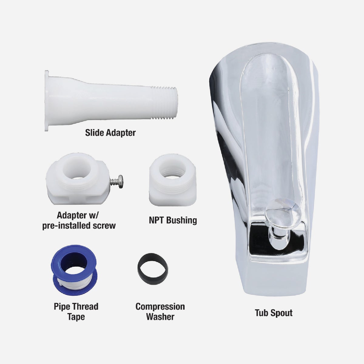 Danco 6 In. Universal Fit Chrome Bathtub Spout with Diverter Image 2