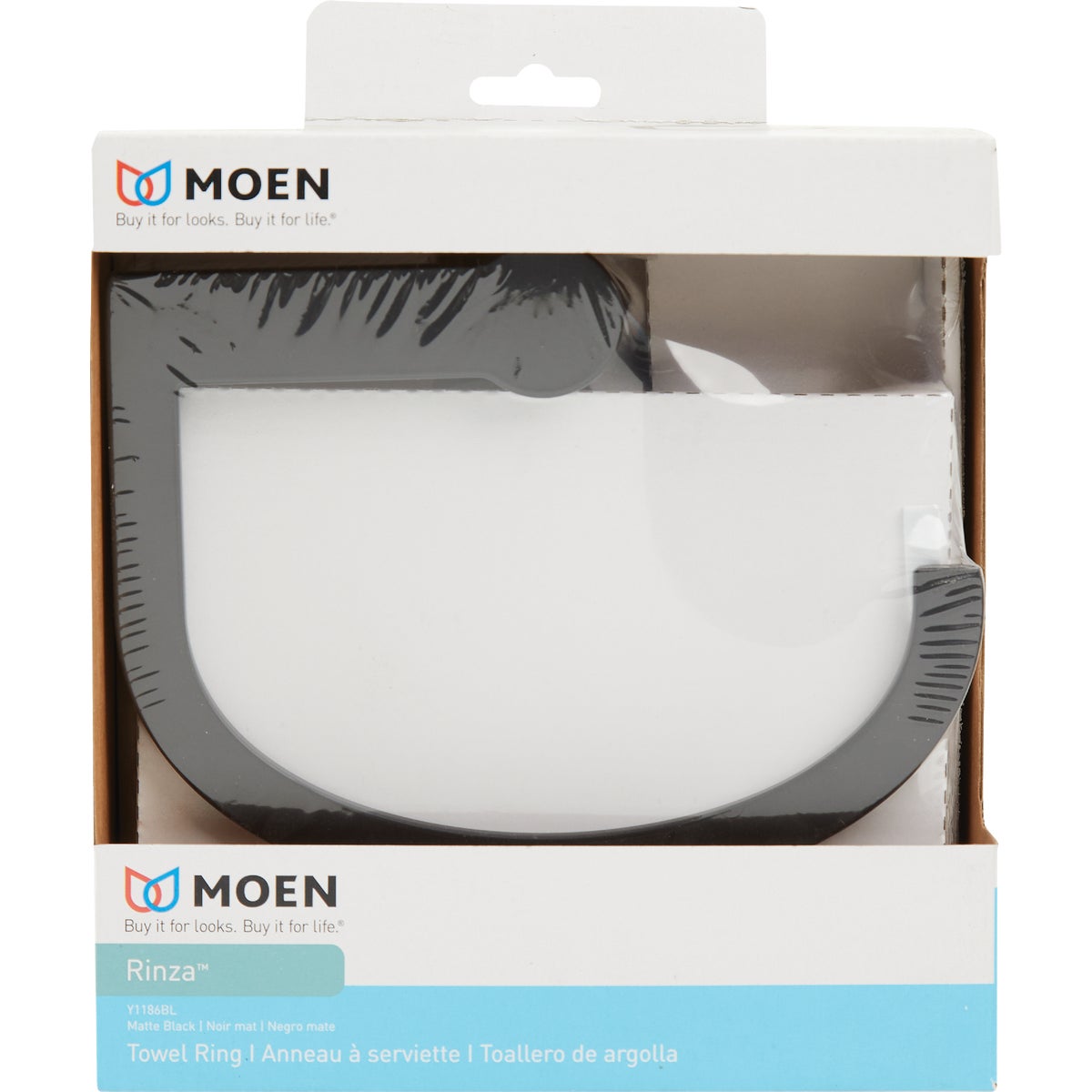 Moen Rinza Towel Ring, Matte Black Image 3