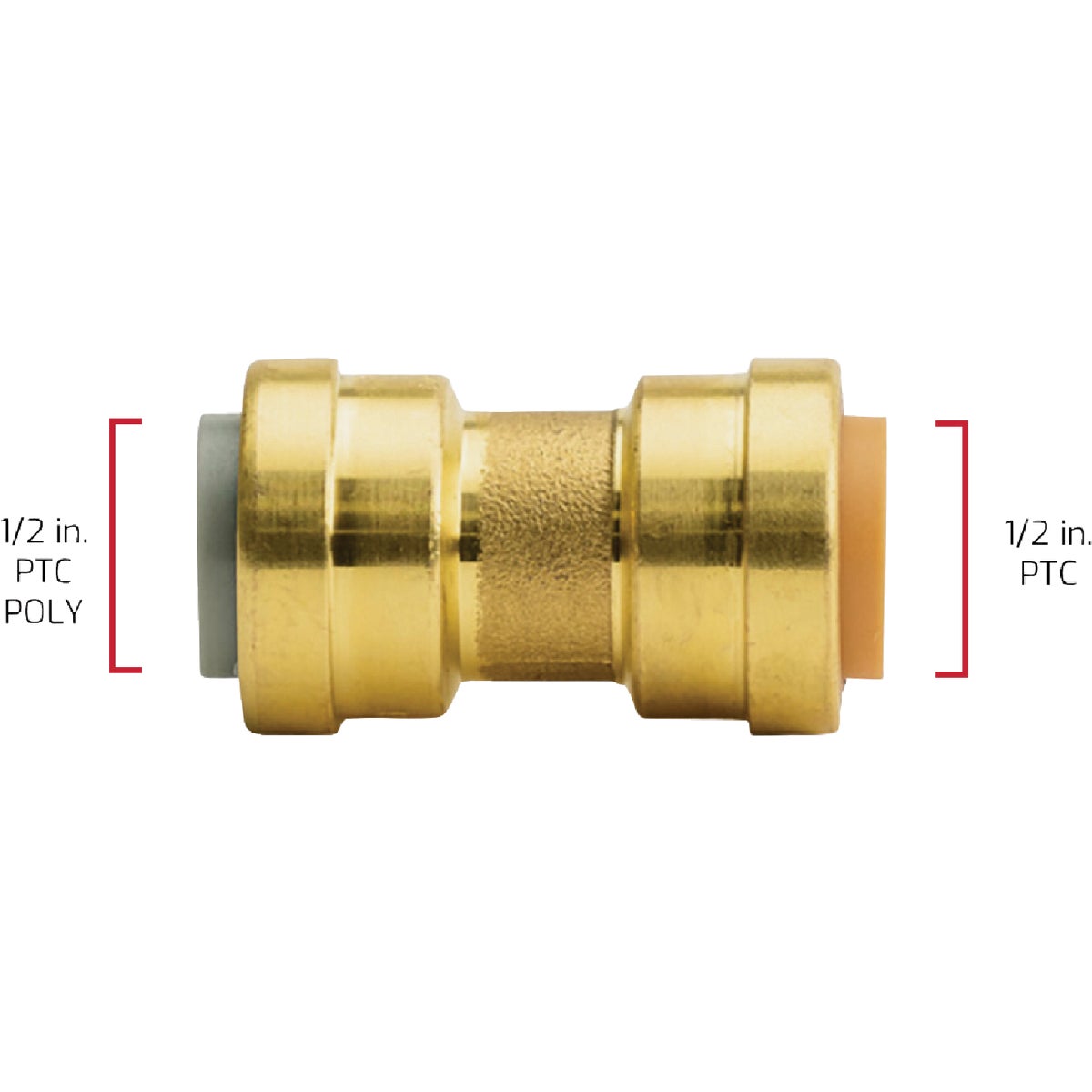 QuickFitting 1/2 In. x 1/2 In. Push-to-Connect Brass Polybutylene Transition (Conversion) Coupling Image 6