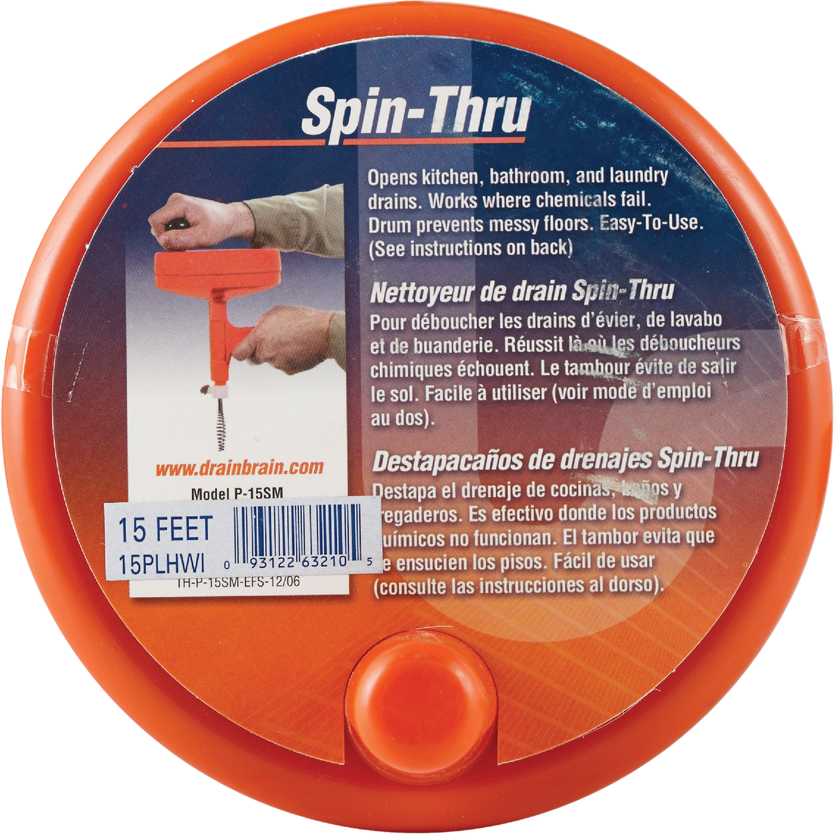 General Wire 1/4 In. x 15 Ft. Plastic Spin Through Drain Auger Image 2