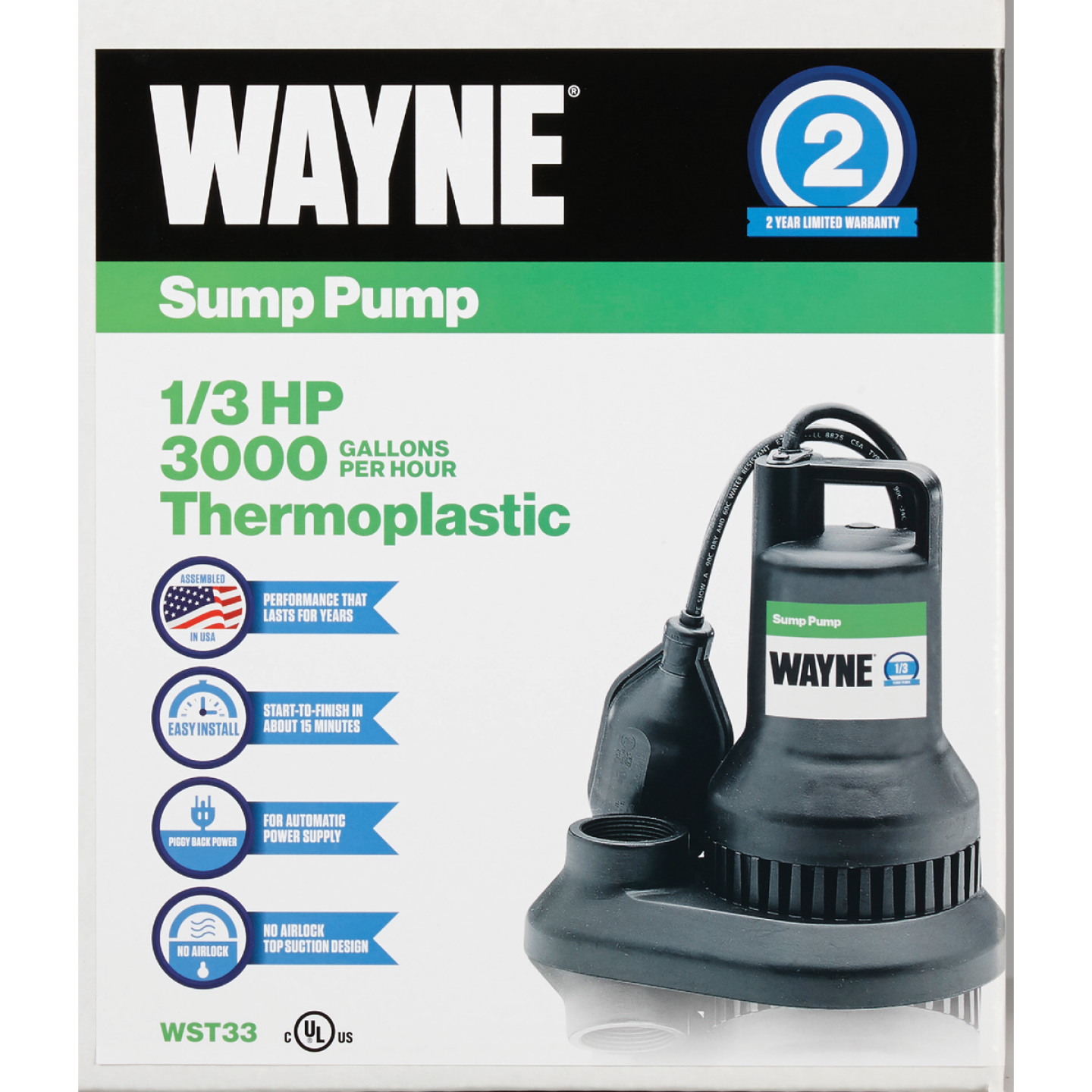 Wayne 1/3 HP 115V Plastic Submersible Sump Pump Image 2