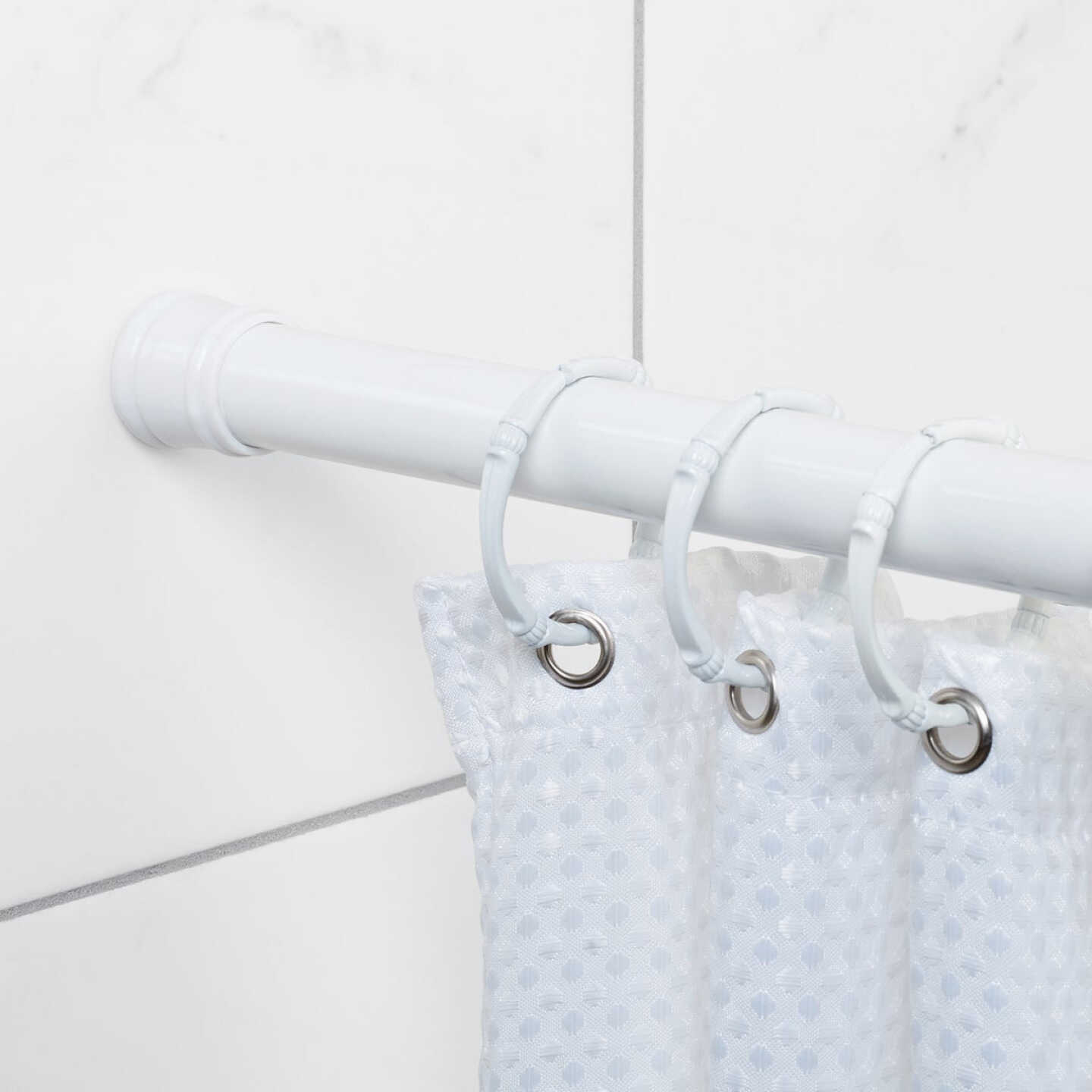 Zenith Zenna Home Straight 34-1/2 In. To 60 In. Adjustable Tension Shower Rod in White Image 2