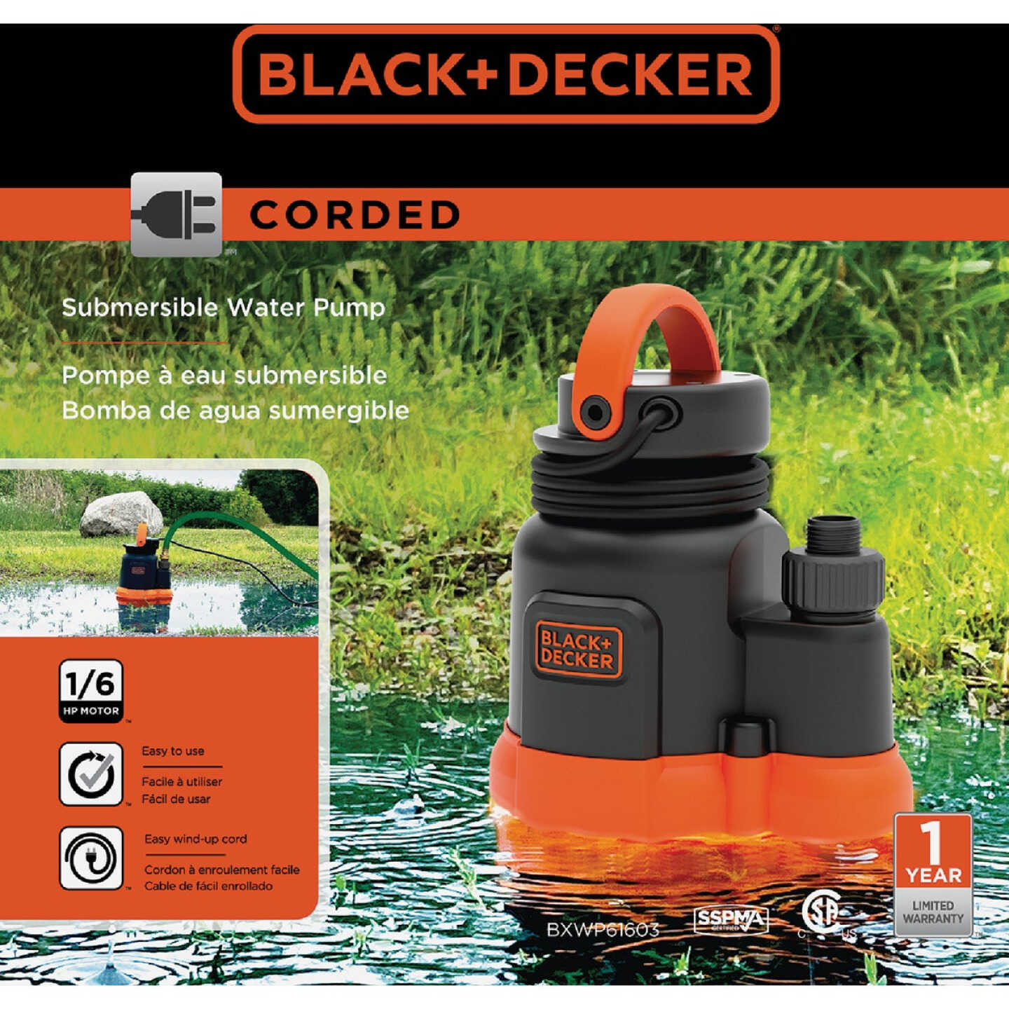 Black & Decker 1/6 HP 2000 GPH Submersible Water Pump Image 2