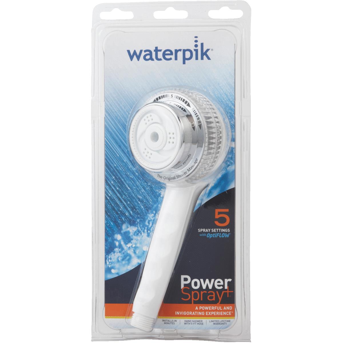 Waterpik PowerSpray 5-Spray 2.5 GPM White Hand-Held Shower