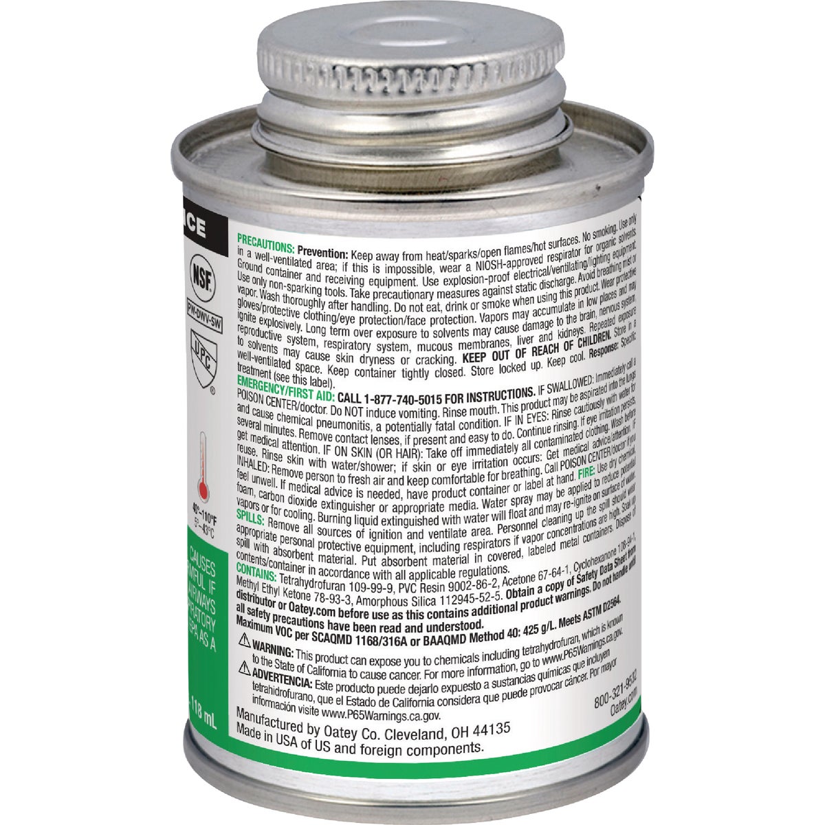 Oatey 4 Oz. Low Voc Heavy Bodied Heavy-Duty Clear PVC Cement Image 2