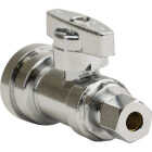 QuickFitting 1/2 In. Push-to-Connect x 1/4 In. O.D. Compression Chrome Plated Brass Quarter-Turn Straight Stop Valve Image 1