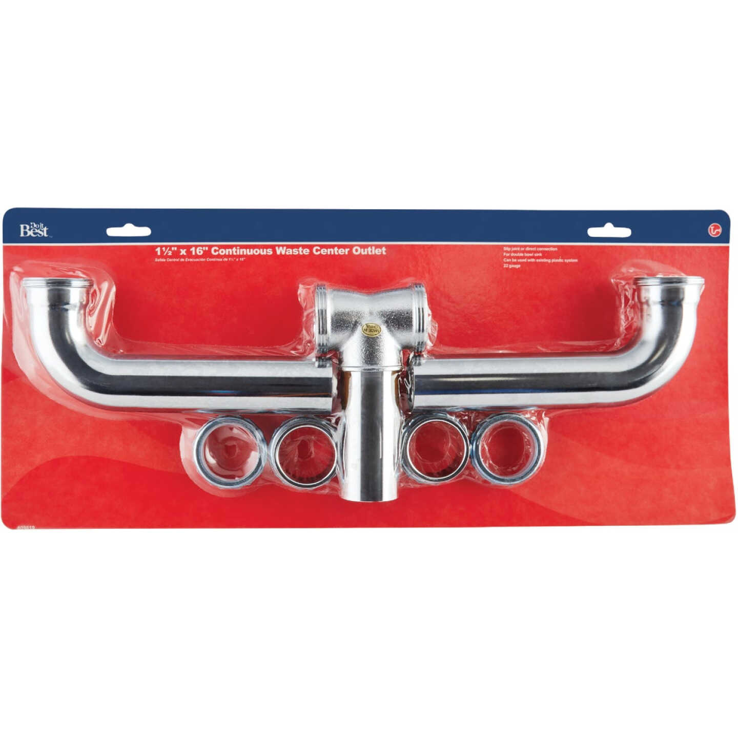 Do it Best 1-1/2 In. x 16 In. Chrome Plated Center 22 Gauge Outlet Continuous Waste Image 2