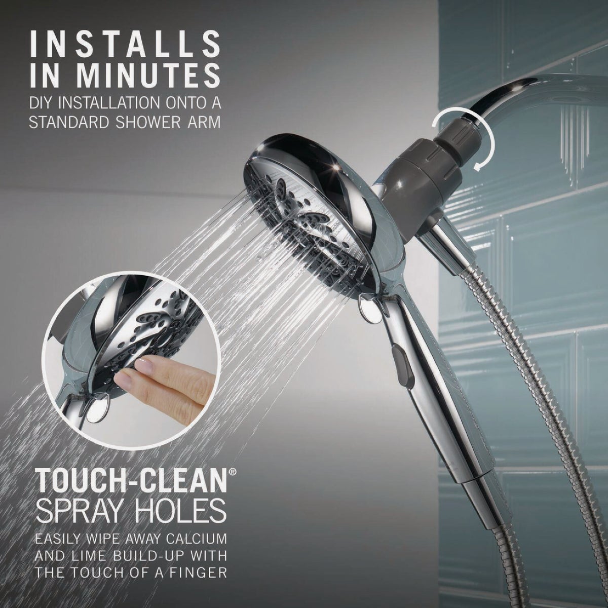 Brondell Nebia Yuba 5-Setting Fixed Showerhead, Brushed Nickel Image 4
