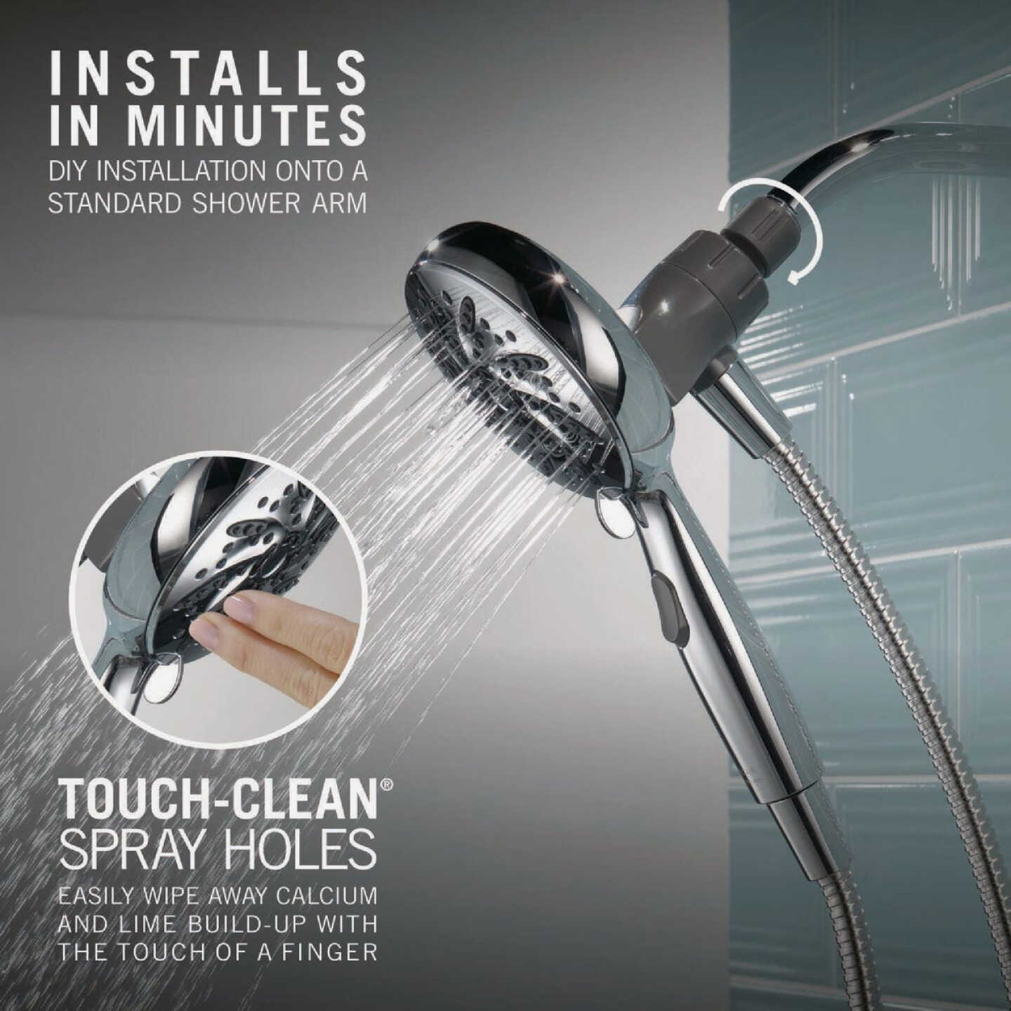 Brondell Nebia Yuba 5-Setting Fixed Showerhead, Brushed Nickel Image 4